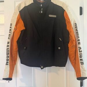 Harley-Davidson Black, Orange, and White Men's Bomber Jacket